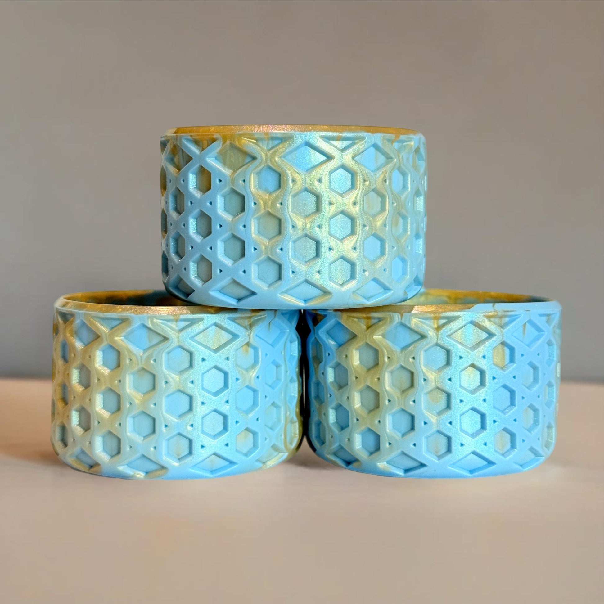 Messi Blue Shimmer Waffle Silicone Tumbler Boot | Fits 20-40oz Tumblers 