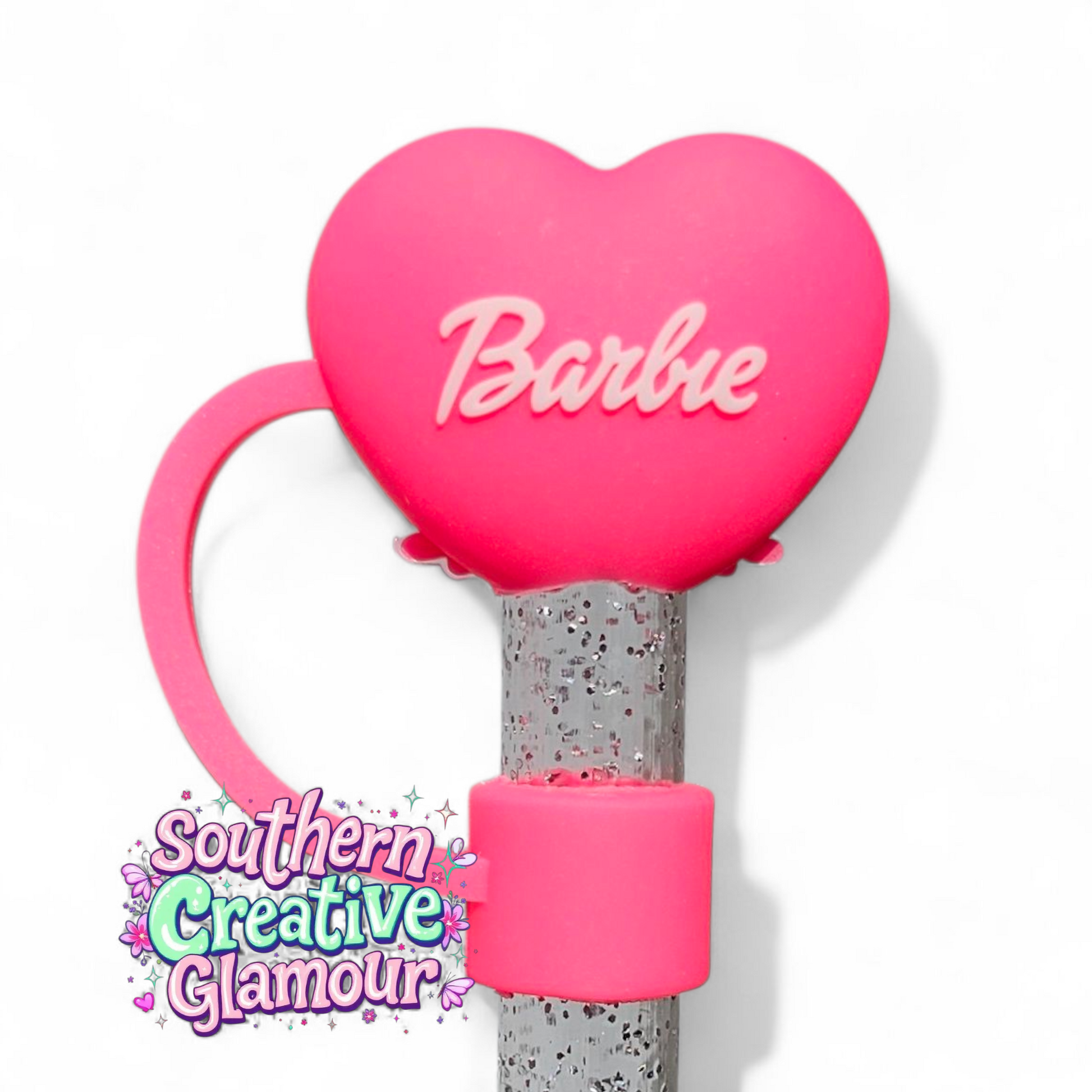 Hot Pink Heart Bow 10mm Straw Topper | Straw Cover 