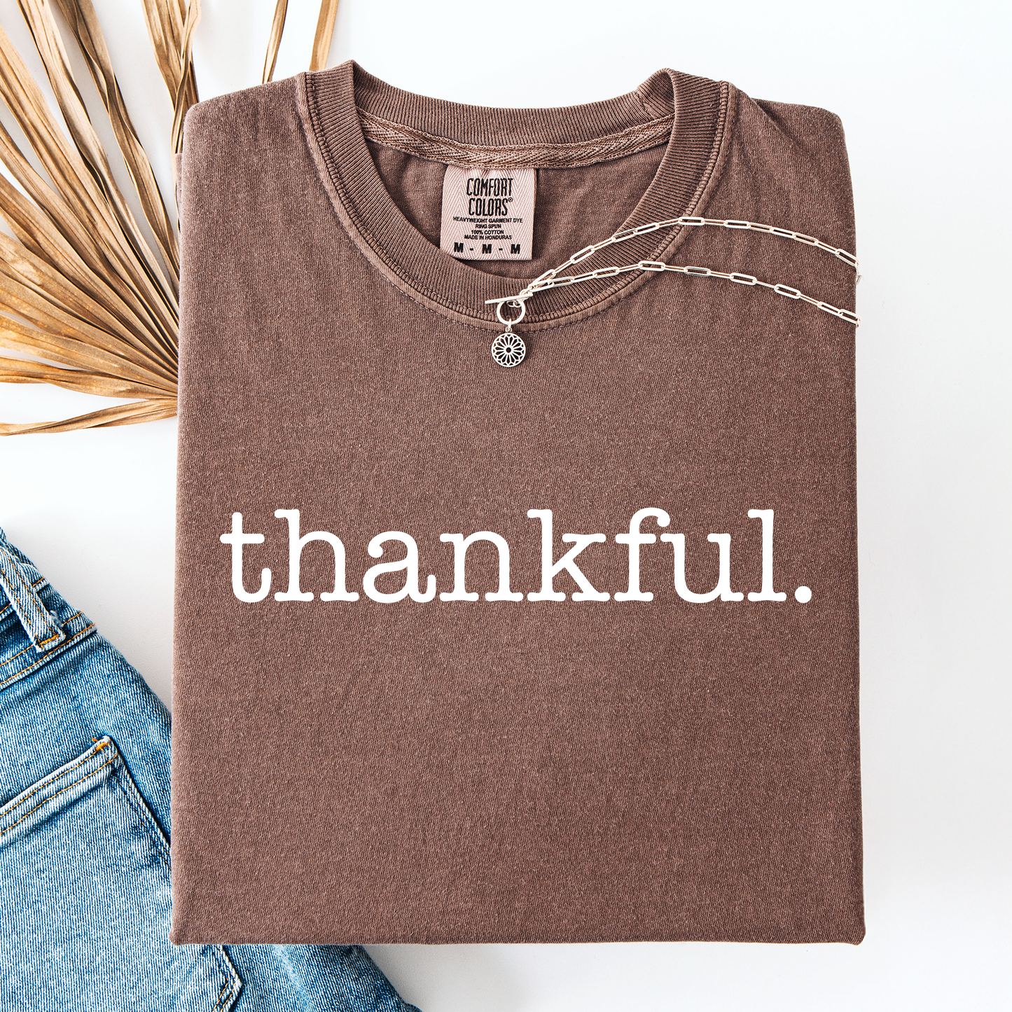 Brown Thankful, Minimalist, Thanksgiving, Autumn, Fall, Comfort Colors T-Shirt