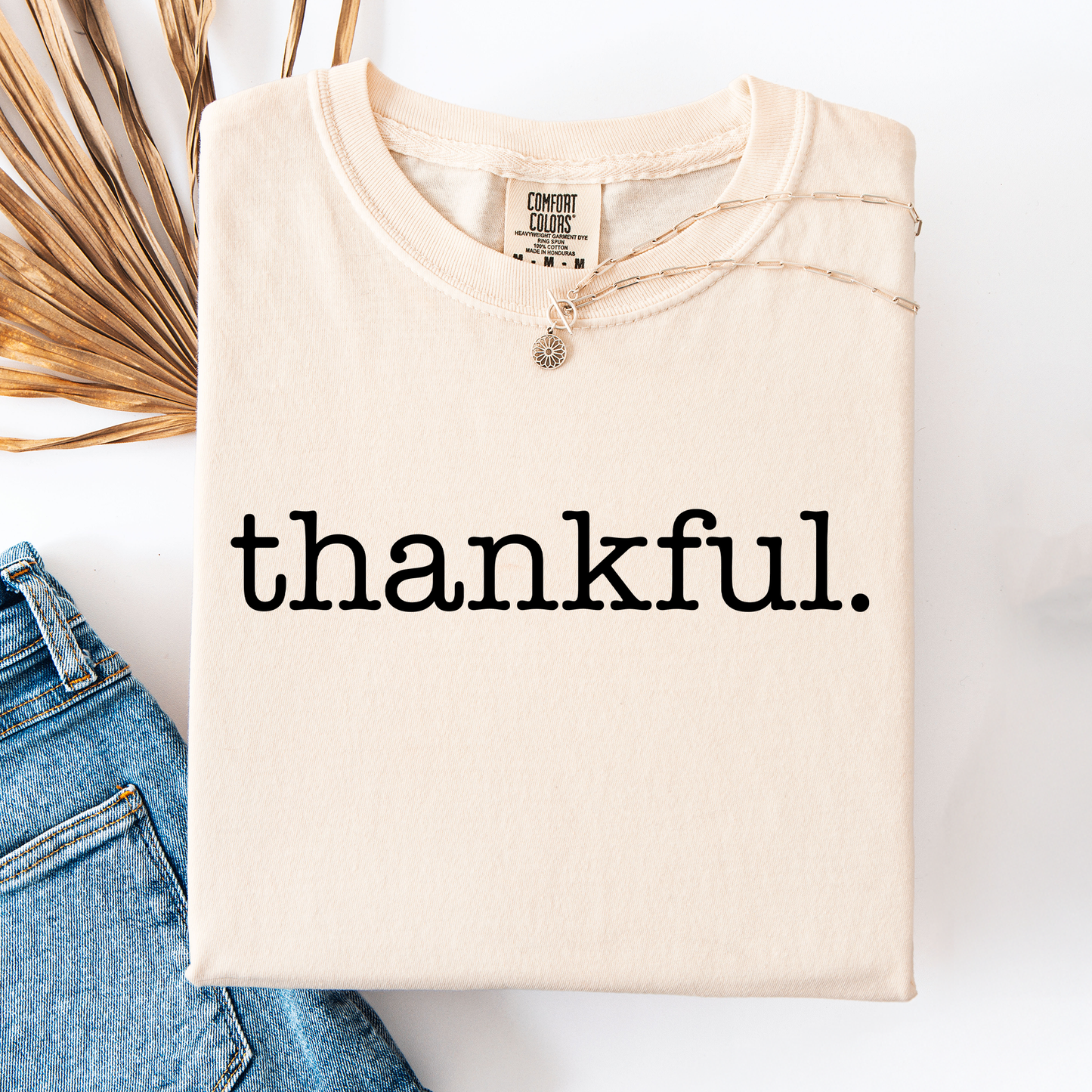 Ivory cream Thankful, Minimalist, Thanksgiving, Autumn, Fall, Comfort Colors T-Shirt