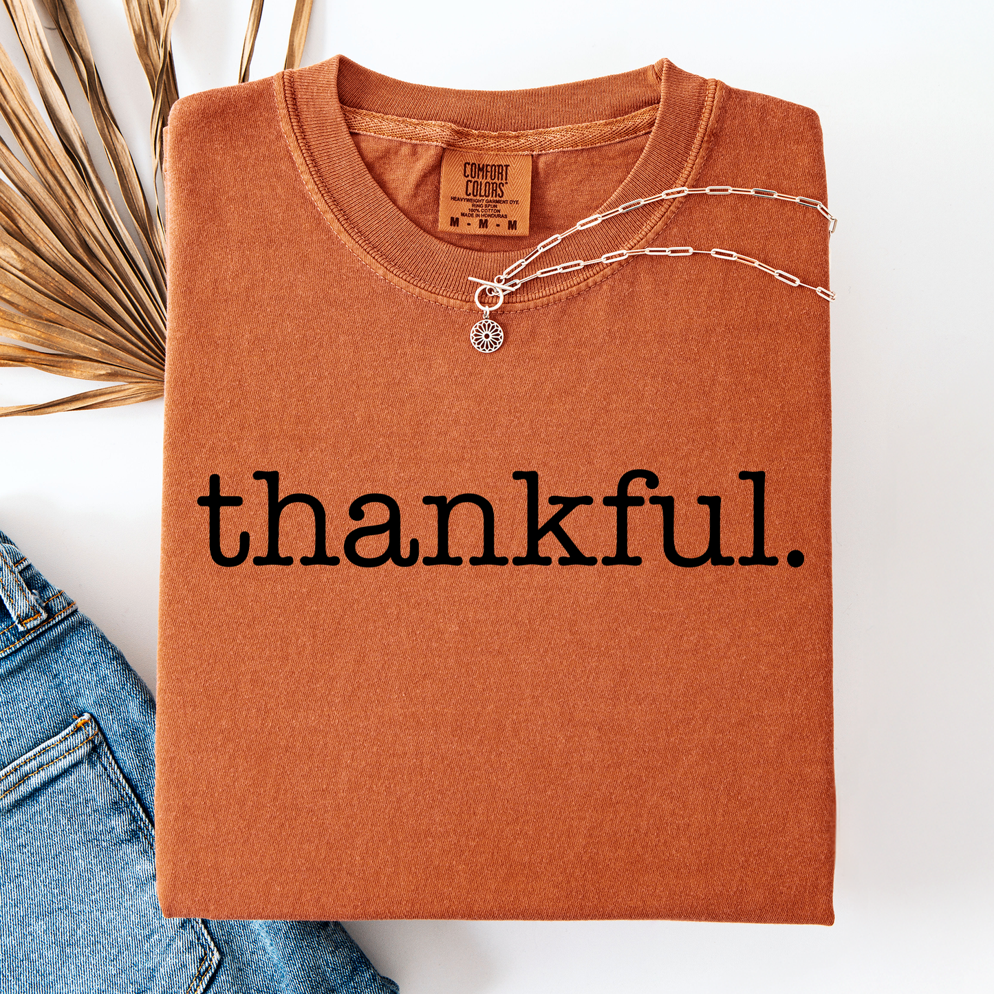Orange Thankful, Minimalist, Thanksgiving, Autumn, Fall, Comfort Colors T-Shirt