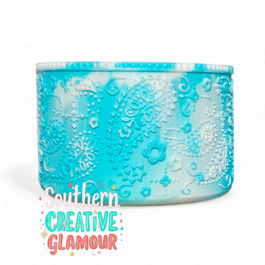 Tiffany Blue Swirl Paisley Princess Silicone Tumbler Boot | Tumbler Sleeve by Southern Creative Glamour 