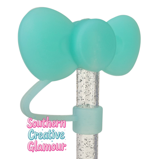 Tropical Teal 3D Bow Silicone Straw Topper by Southern CreativeGlamour | Fits 10mm Straws
