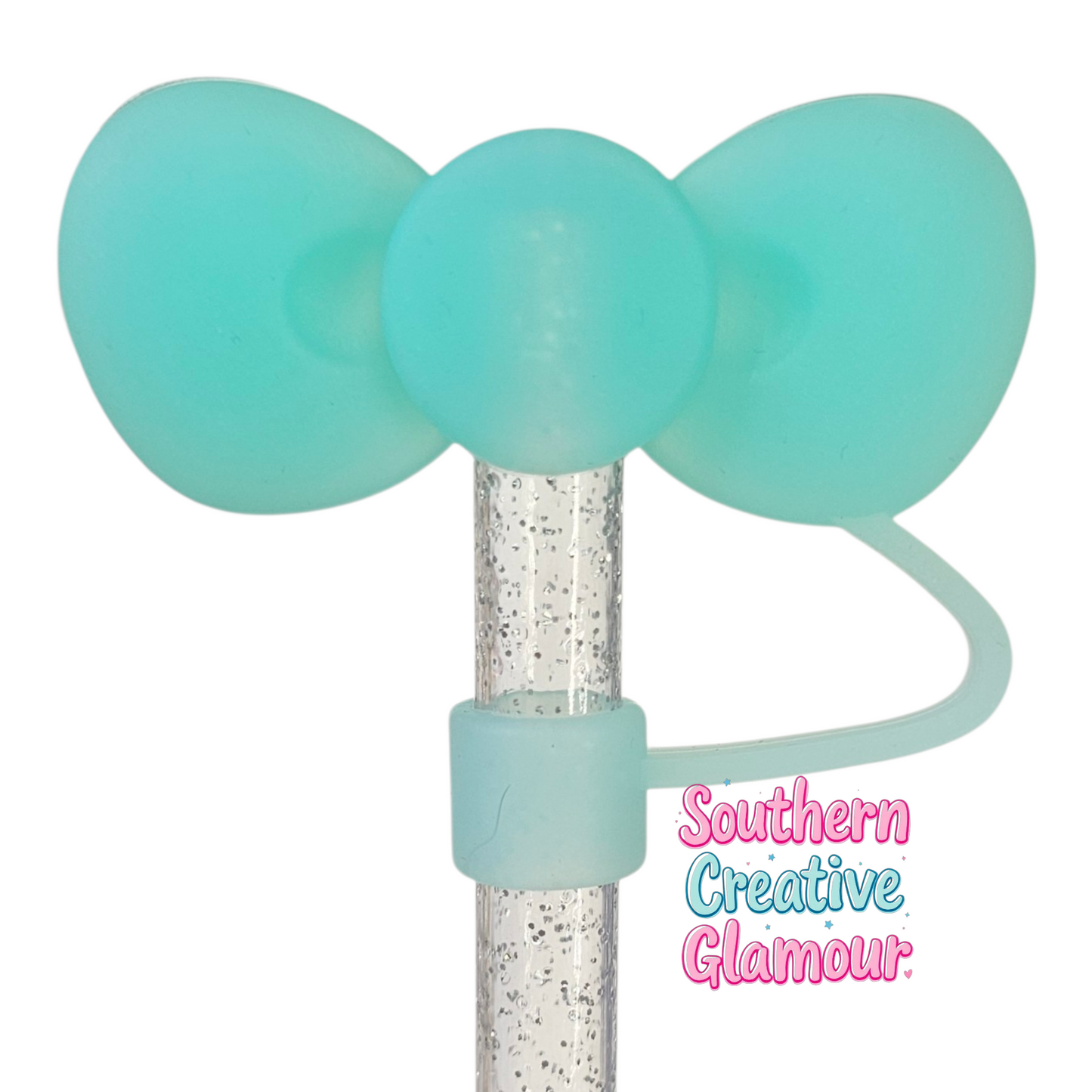 Tropical Teal 3D Bow Silicone Straw Topper by Southern CreativeGlamour | Fits 10mm Straws