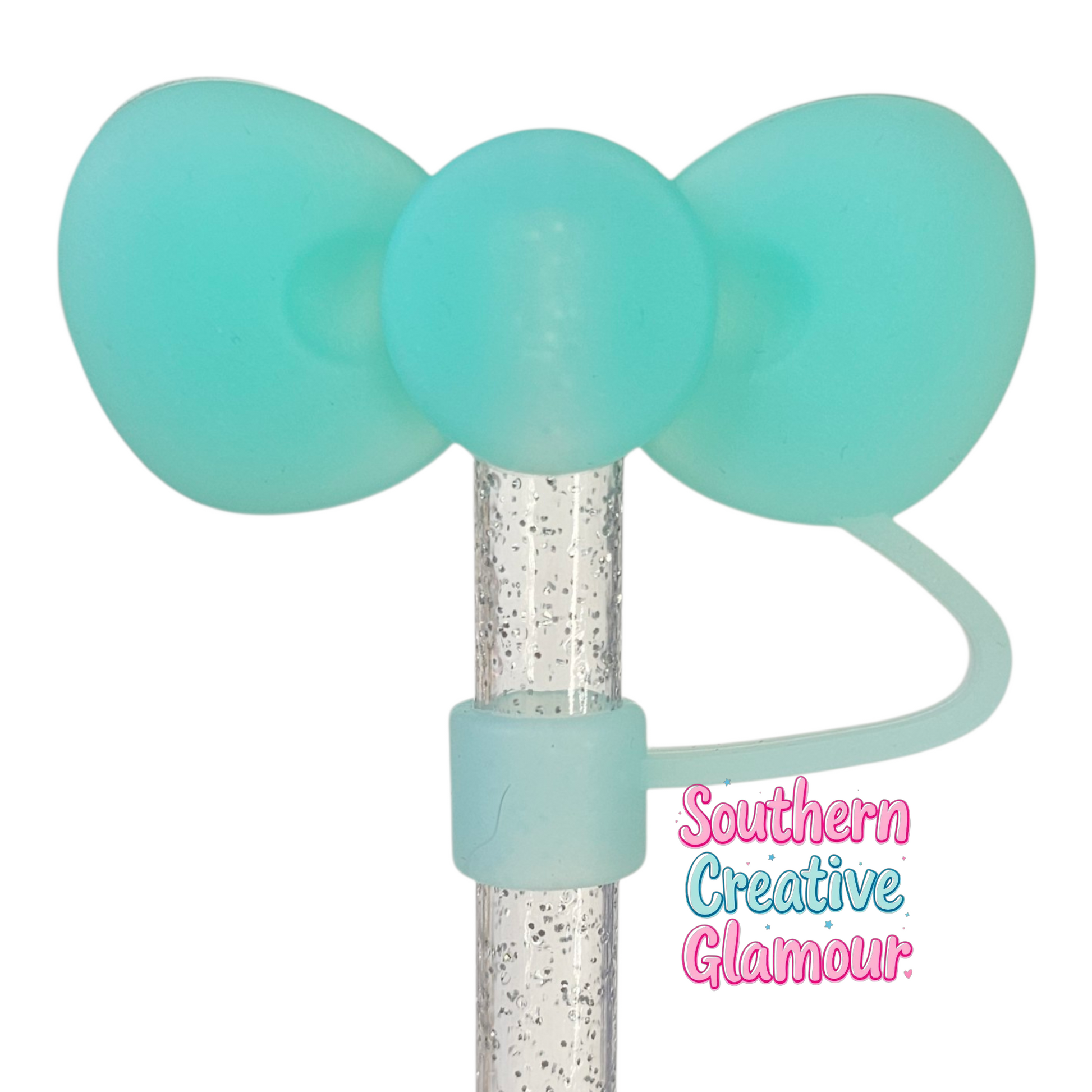 Tropical Teal 3D Bow Silicone Straw Topper by Southern CreativeGlamour | Fits 10mm Straws