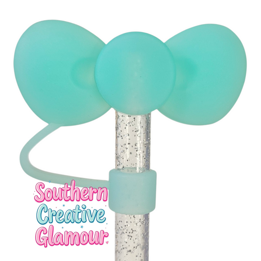Tropical Teal 3D Bow Silicone Straw Topper by Southern CreativeGlamour | Fits 10mm Straws