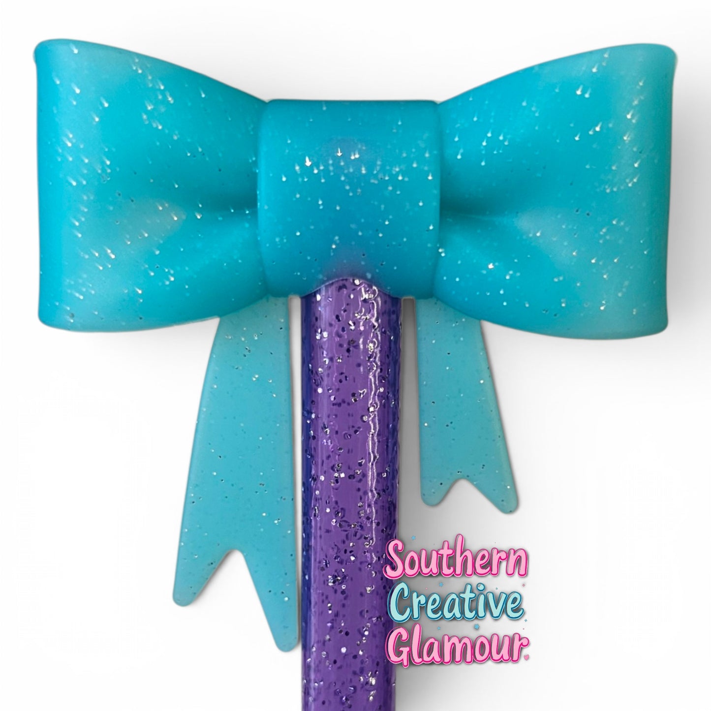 Turquoise Confetti Bow Straw Topper | Fits 10mm Straws