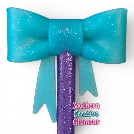Turquoise Confetti Bow Straw Topper | Fits 10mm Straws