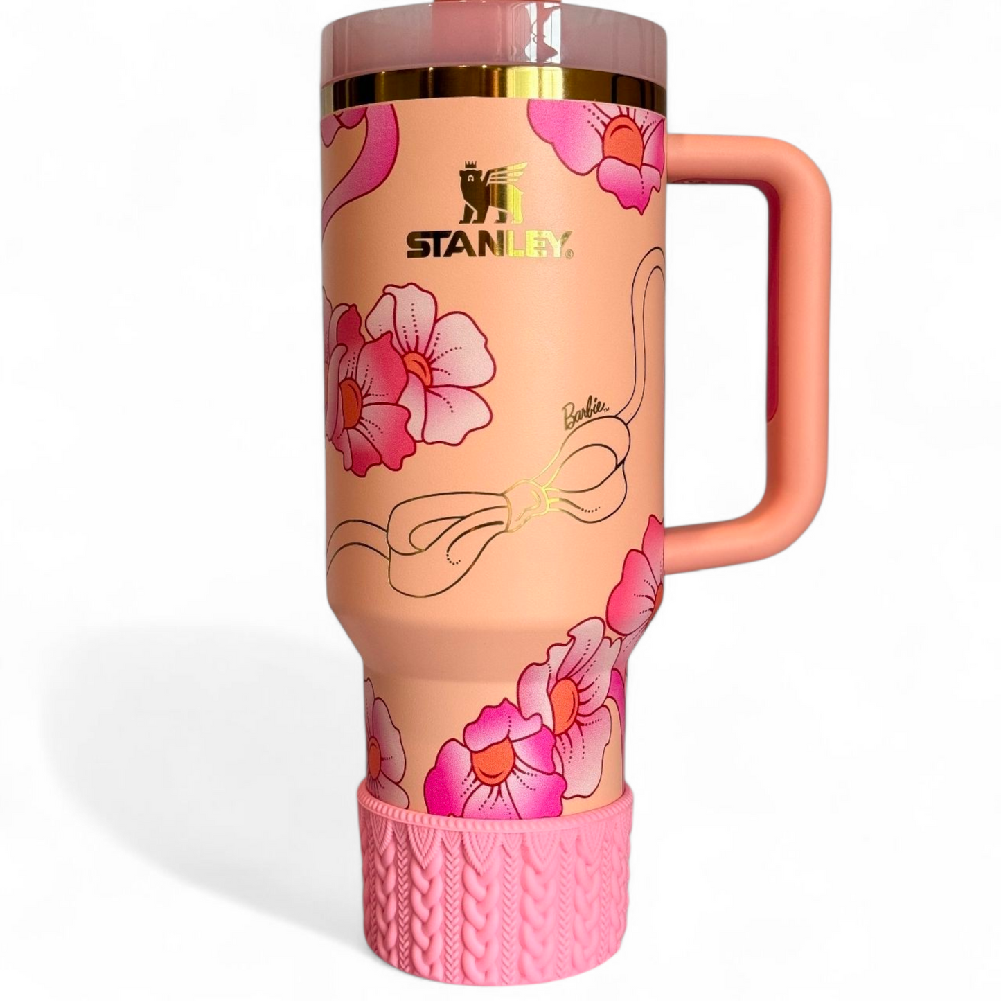 Twist N Turn Pink Macrame Silicone Tumbler Boot