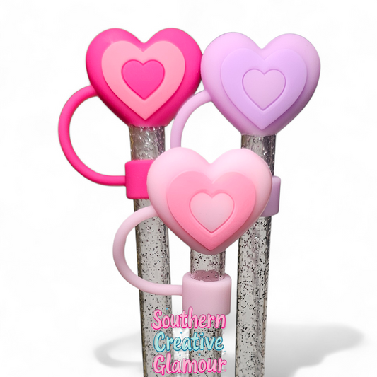 3D Heart 10mm Straw Topper  | Straw Cover by Southern Creative Glamour 