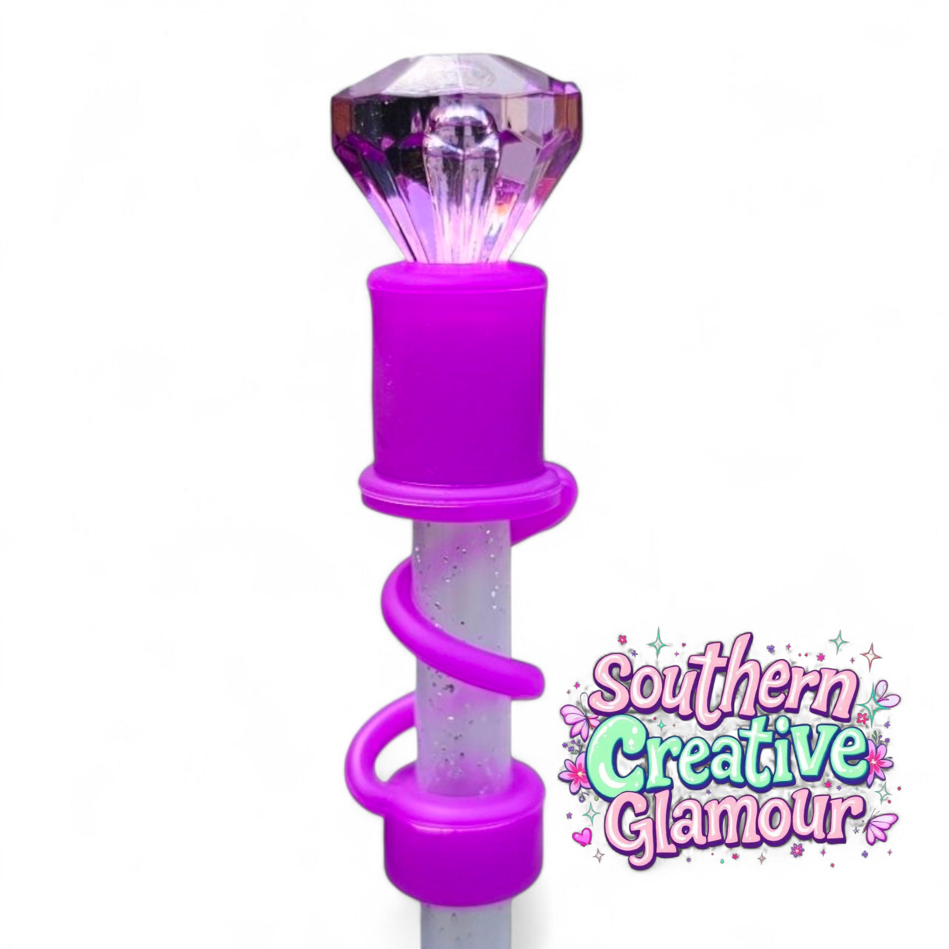 Vivid Violet Diamond Straw Topper | Straw Cover by Southern Creative Glamour 
