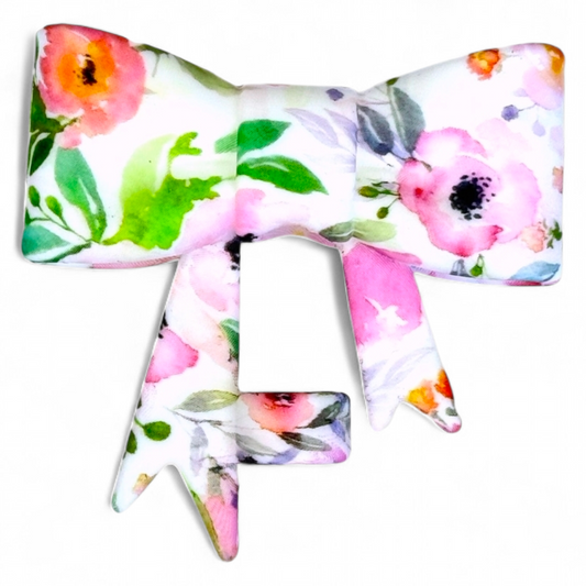 Watercolor Floral 3D Bow Silicone Straw Topper | Fits 10mm Straws