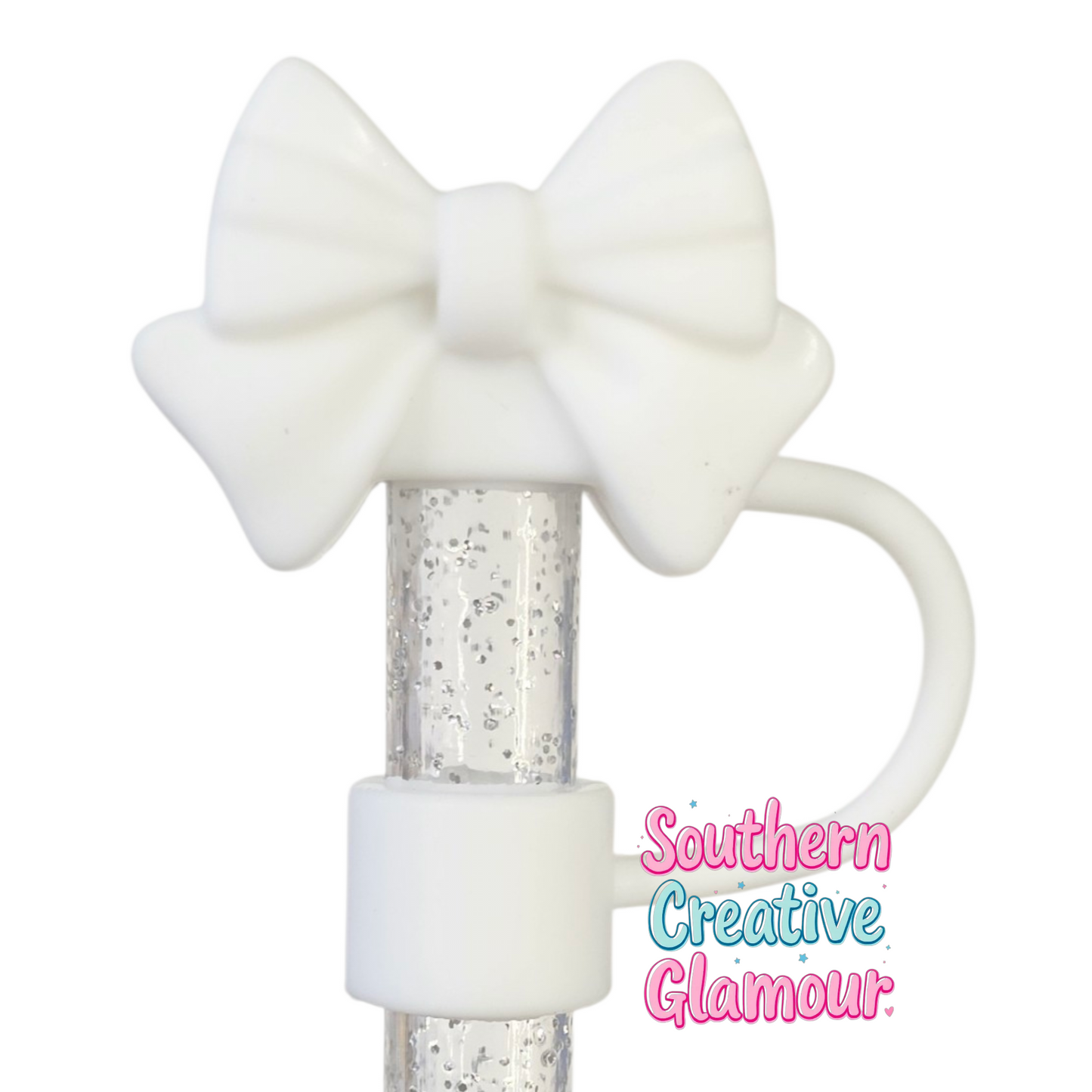 White Bow Straw Topper by SouthernCreativeGlamour | Fits 10mm Straws | Stanley, Simple Modern, Yeti 