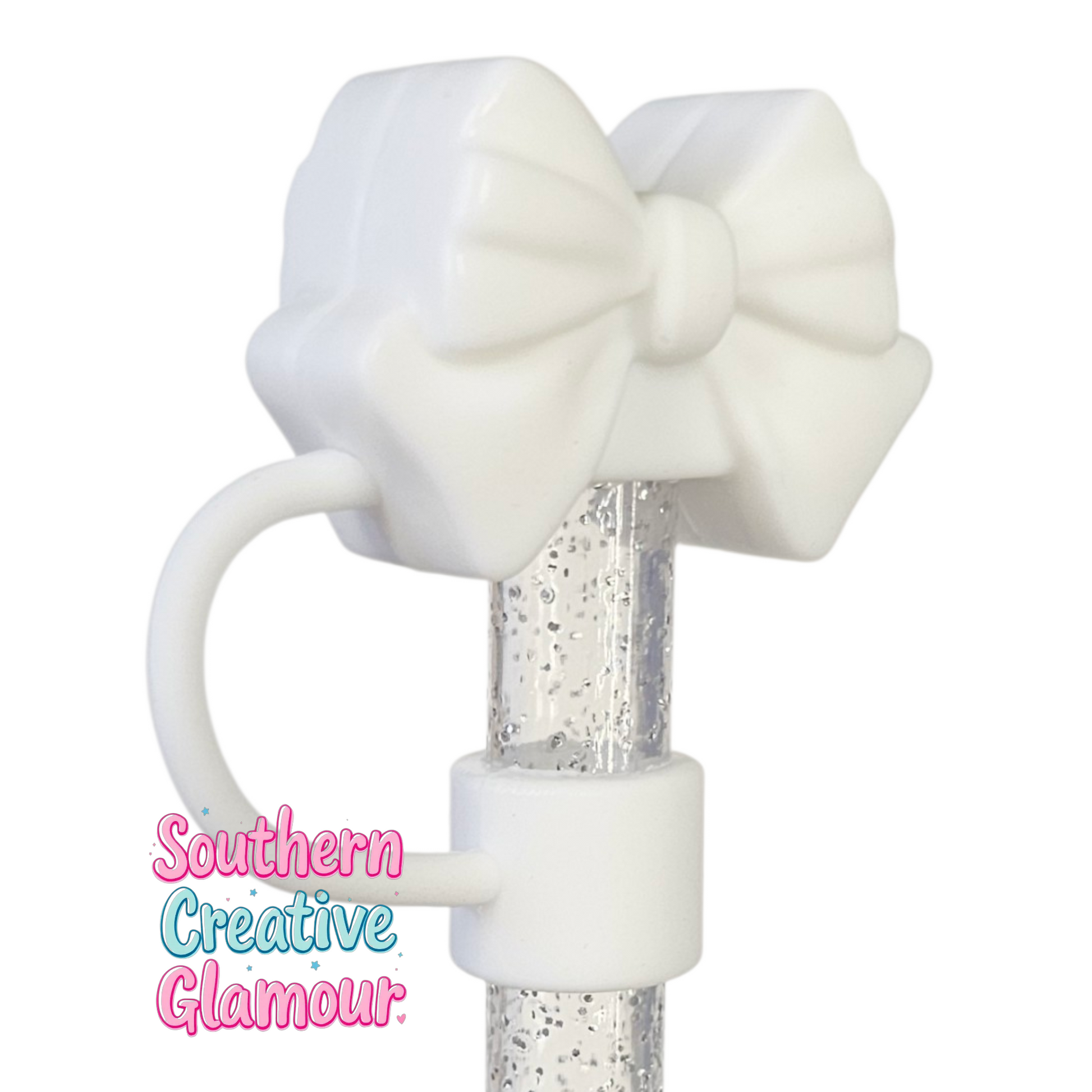 White Bow Straw Topper by SouthernCreativeGlamour | Fits 10mm Straws | Stanley, Simple Modern, Yeti 