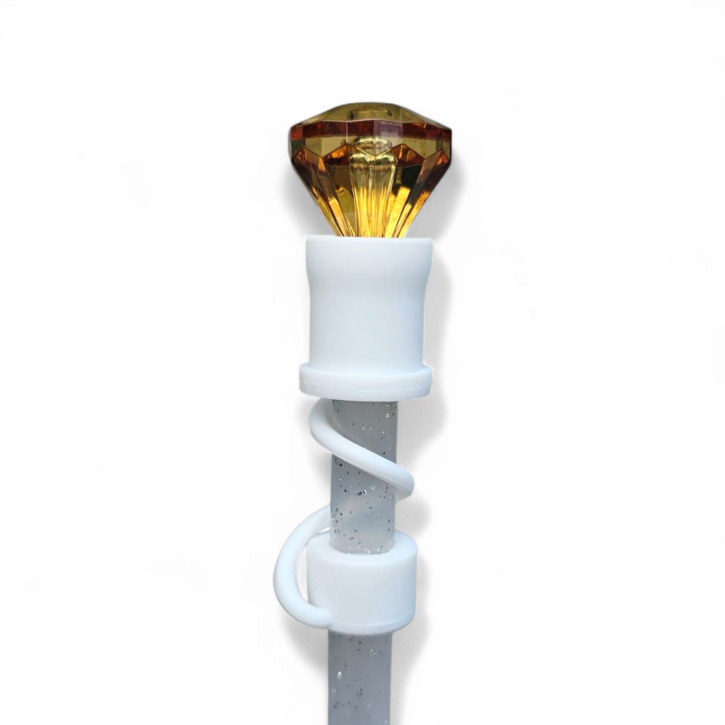 Gold Diamond  | White Silicone 3D Straw Topper by Southern Creative Glamour 