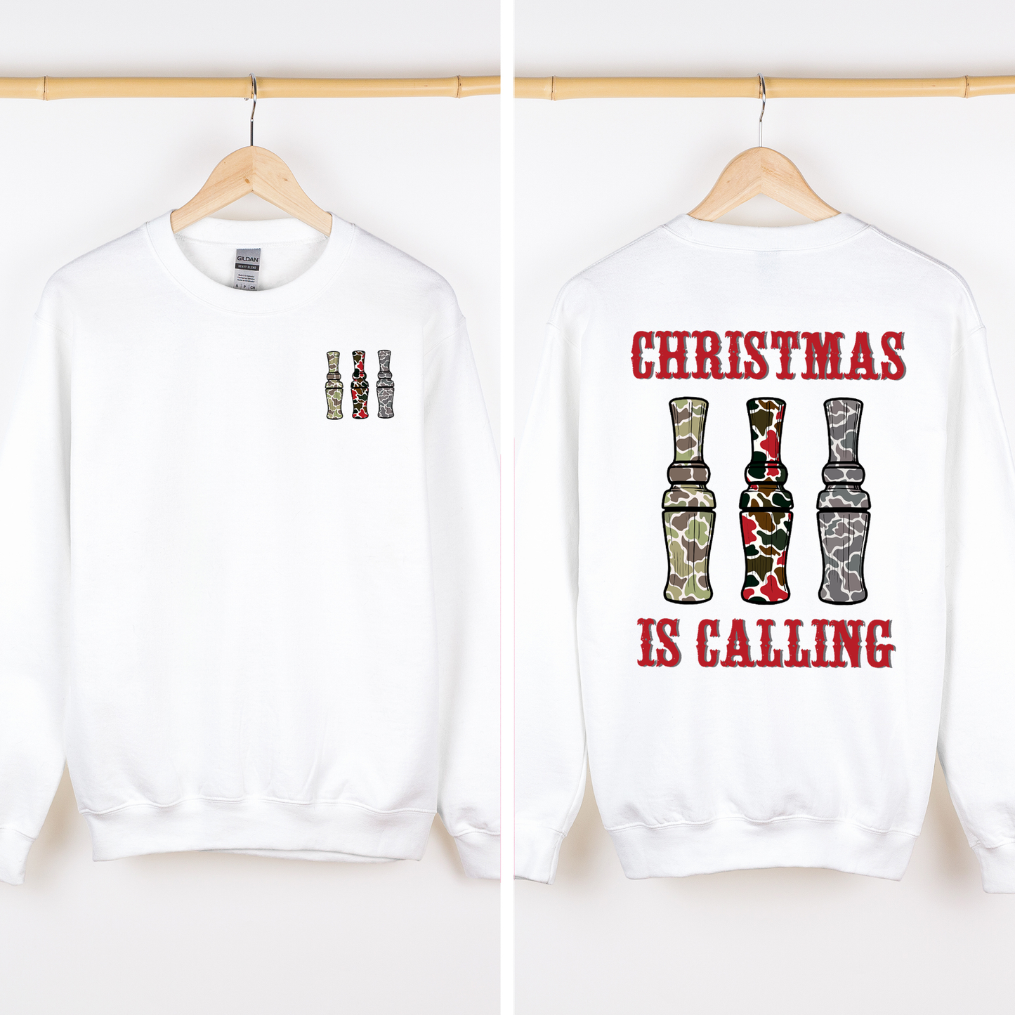 White Christmas is Calling, Duck Season, Hunting, Front and Back Sweatshirt