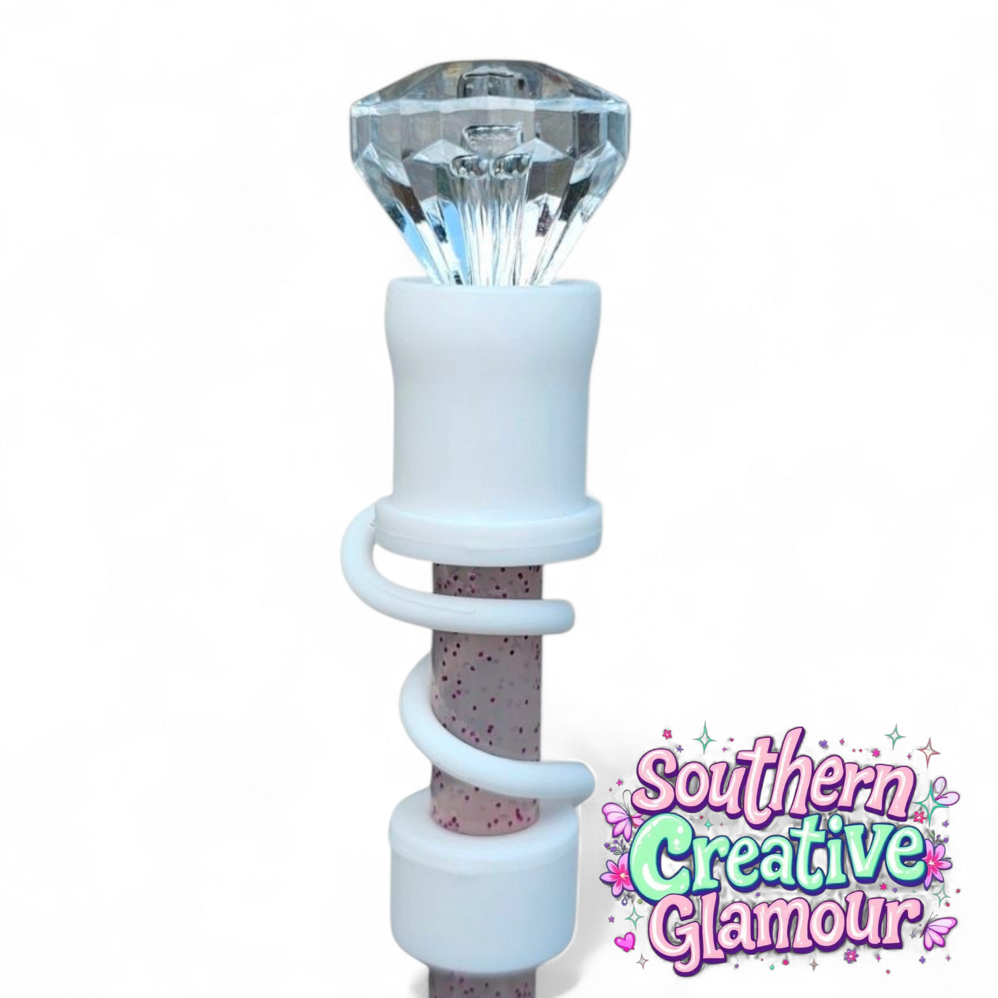 Clear Diamond Silicone 10mm Straw Topper | Straw Cover by Southern Creative Glamour 