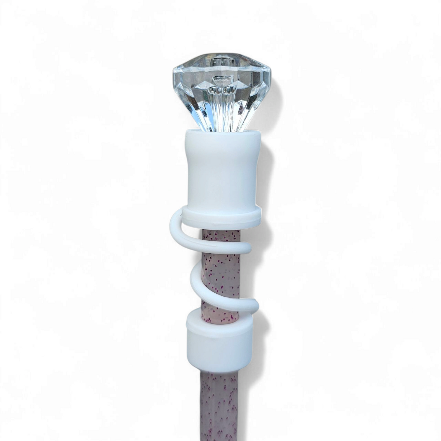 Clear Diamond  | White Silicone 3D Straw Topper by Southern Creative Glamour 