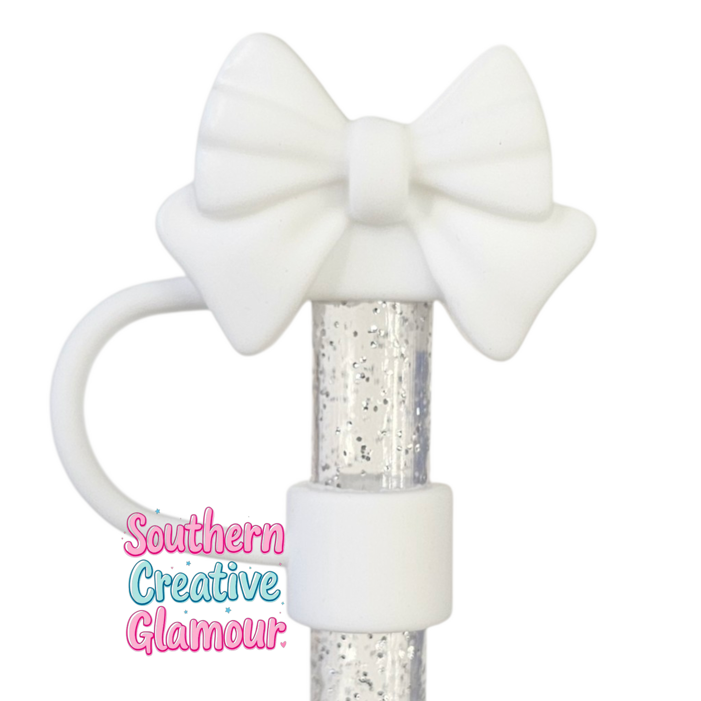 White Bow Straw Topper by SouthernCreativeGlamour | Fits 10mm Straws | Stanley, Simple Modern, Yeti 