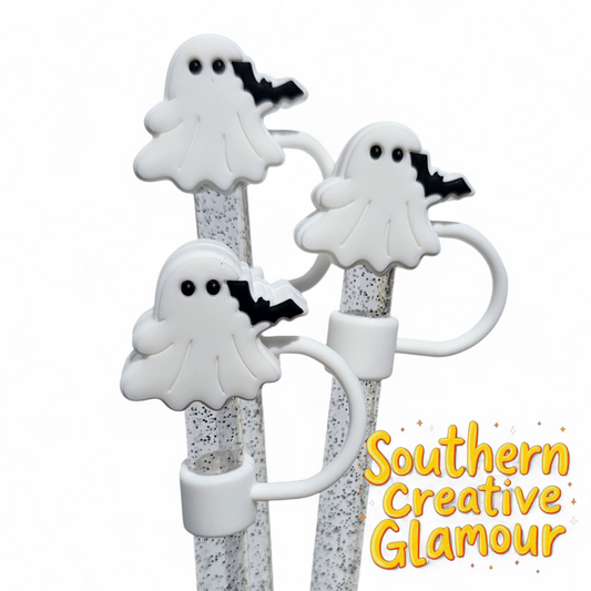Ghost With Bat 10mm Silicone Straw Topper by Southern Creative Glamour 
