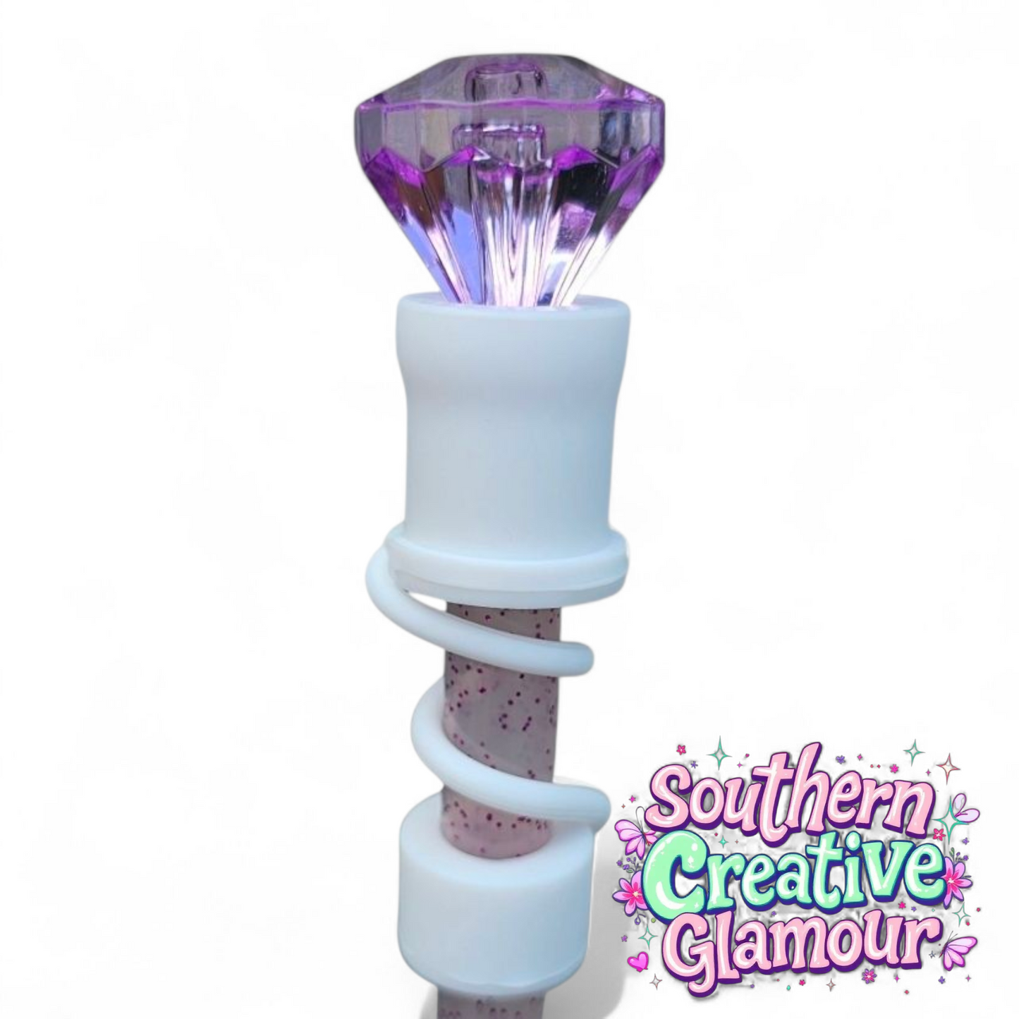 Purple Diamond Silicone 10mm Straw Topper | Straw Cover by Southern Creative Glamour 