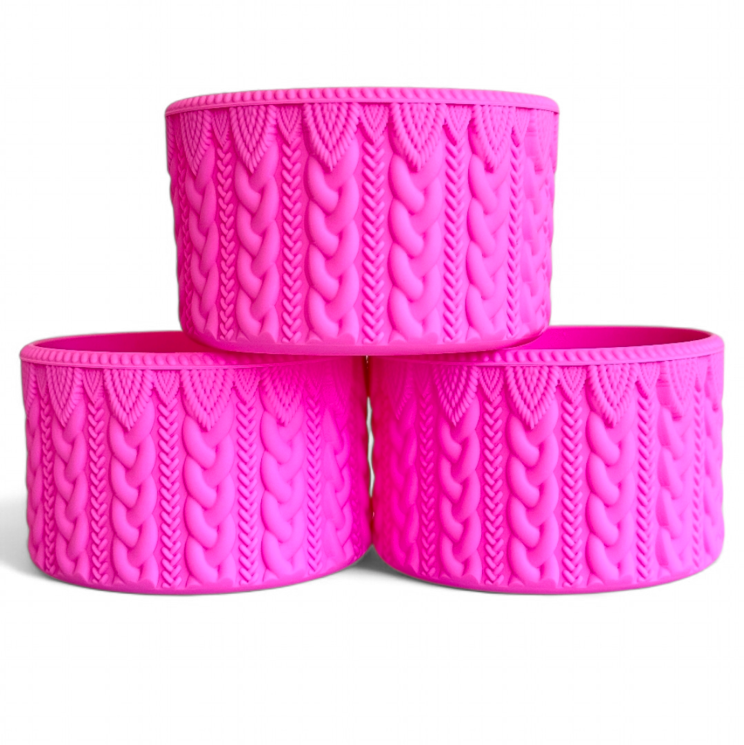 Winter Pink Macrame Silicone Tumbler Boot | Fits 20-40oz Tumblers 