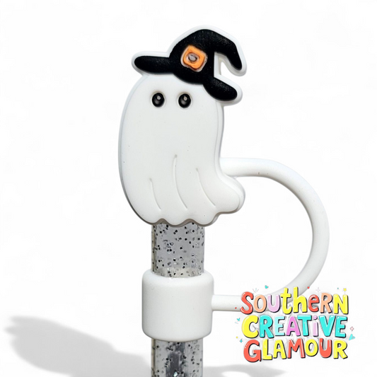 Witchy Ghost 10mm Silicone Straw Topper by Southern Creative Glamour 