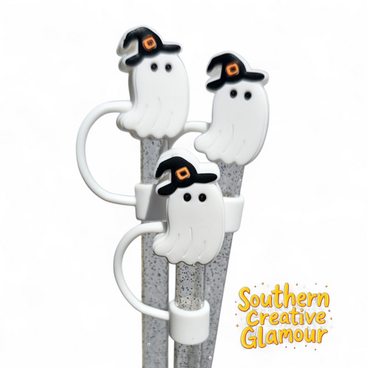 Witchy Ghost 10mm Silicone Straw Topper by Southern Creative Glamour 