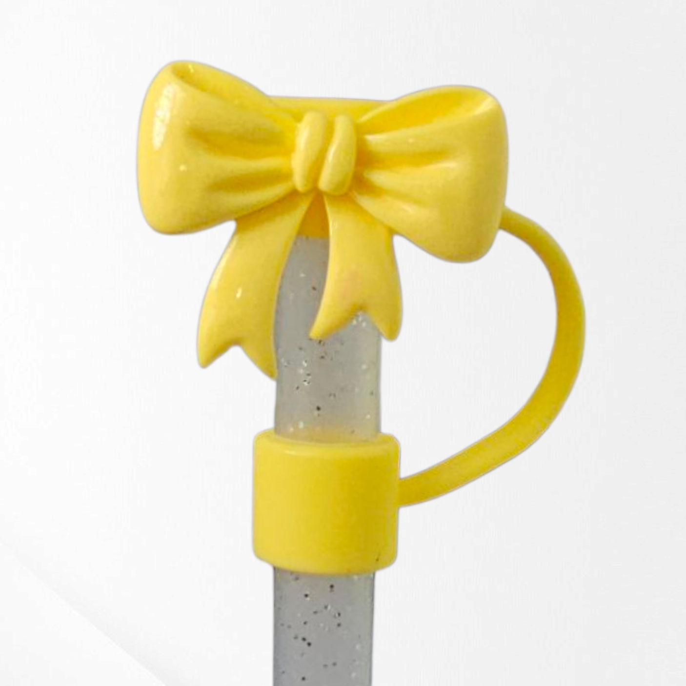 Yellow Coquette Ribbon Bow Straw Topper 