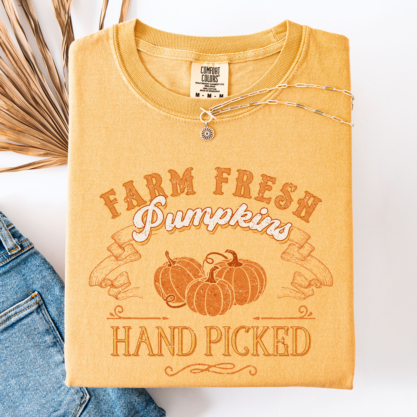 Yellow & orange Farm Fresh Pumpkins, Hand Picked, Halloween, Fall, Autumn, Farm, Comfort Colors T-Shirt