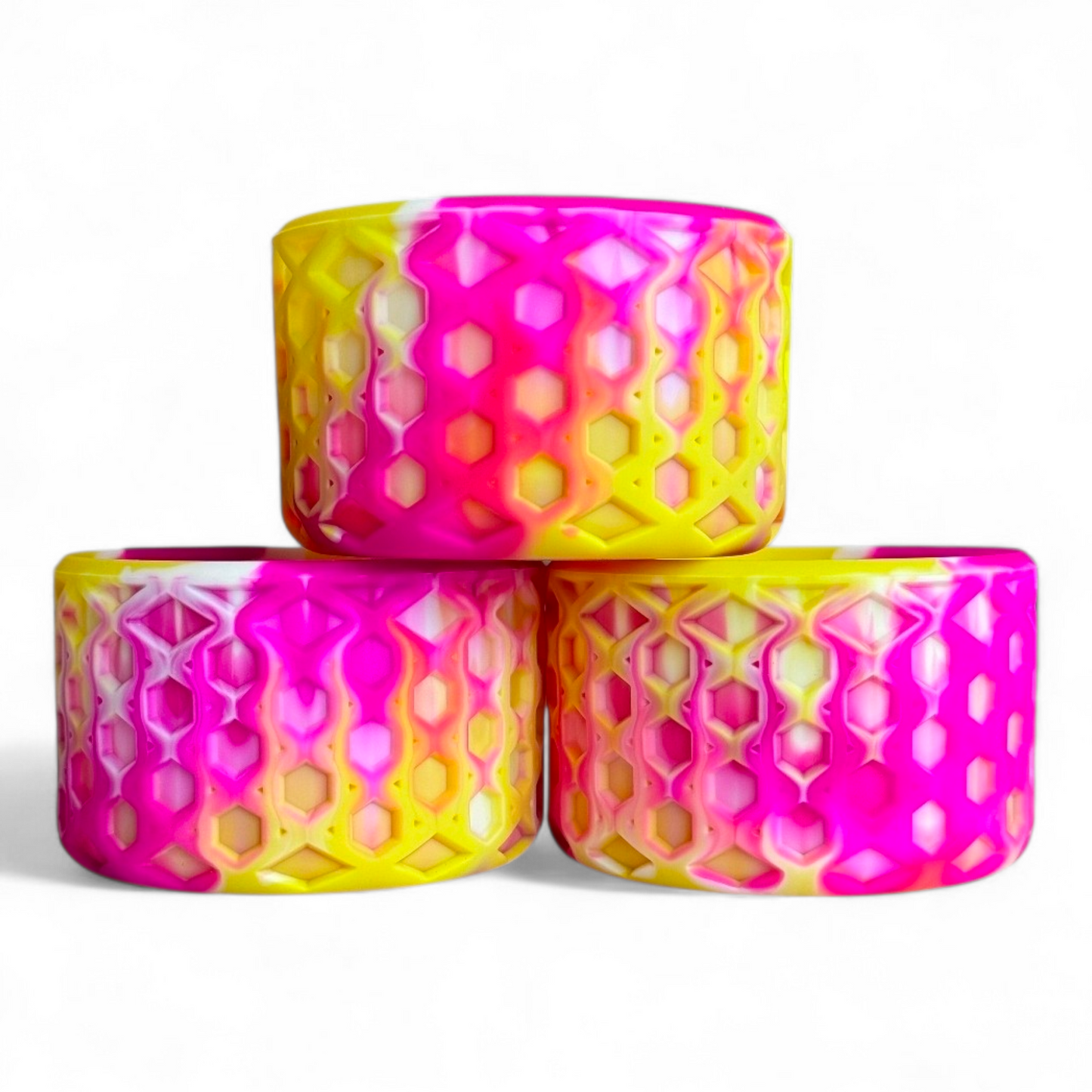 Pink & Yellow Summer Sunset Waffle Silicone Tumbler Boot | Fits 20-40oz Tumblers 