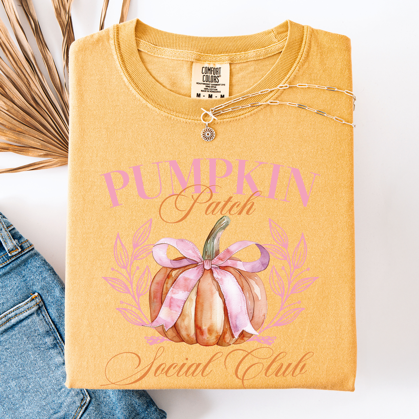Mustard yellow Pumpkin Patch Social Club, Autumn, Fall, Comfort Colors T-Shirt